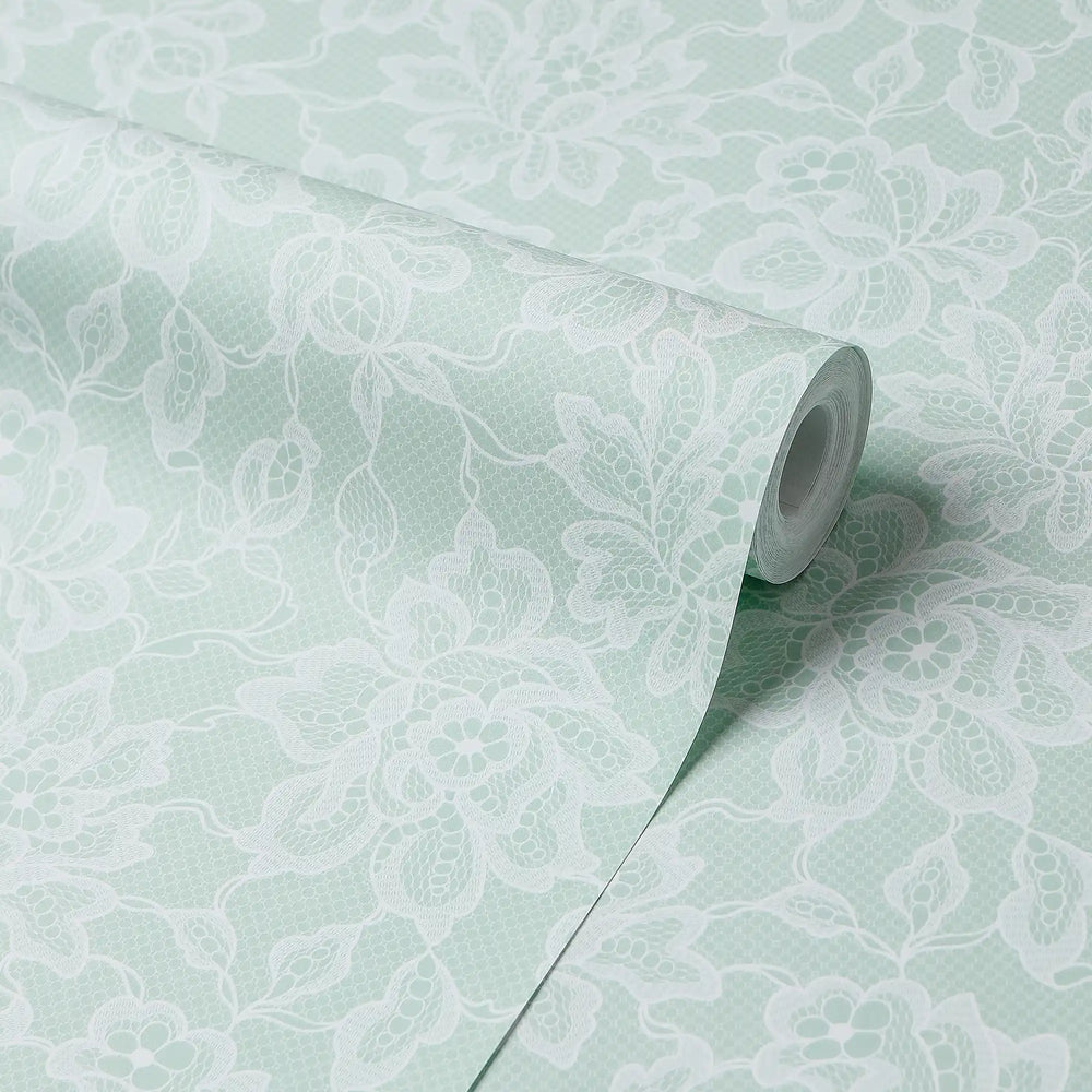 Chantilly Lace Wallpaper in Mint