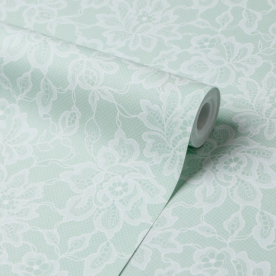 Chantilly Lace Wallpaper in Mint