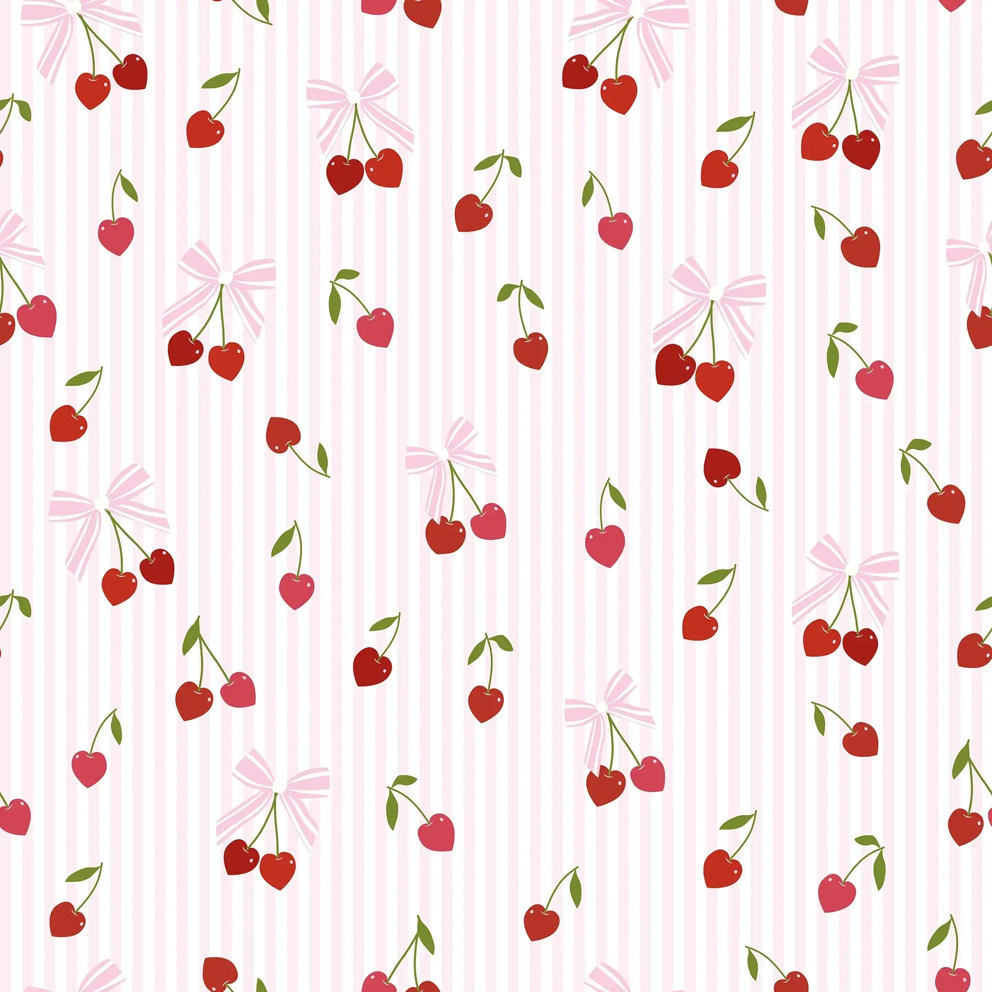 Sample of Cherry Stripe Kisses Wallpaper in Pink & Red