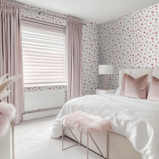 Cherry Kisses Wallpaper in Pink & Red