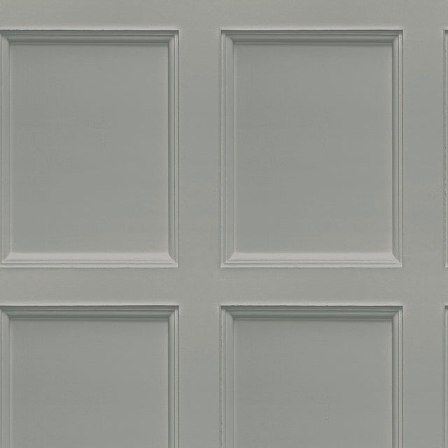 Classic Wood Panel Wallpaper in Soft Grey