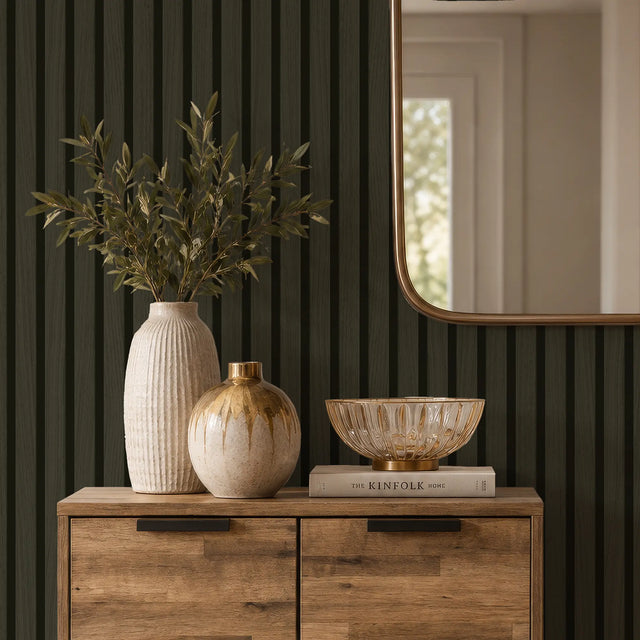 Contemporary Wood Slat Ebony