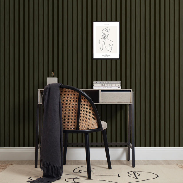 Contemporary Wood Slat Ebony