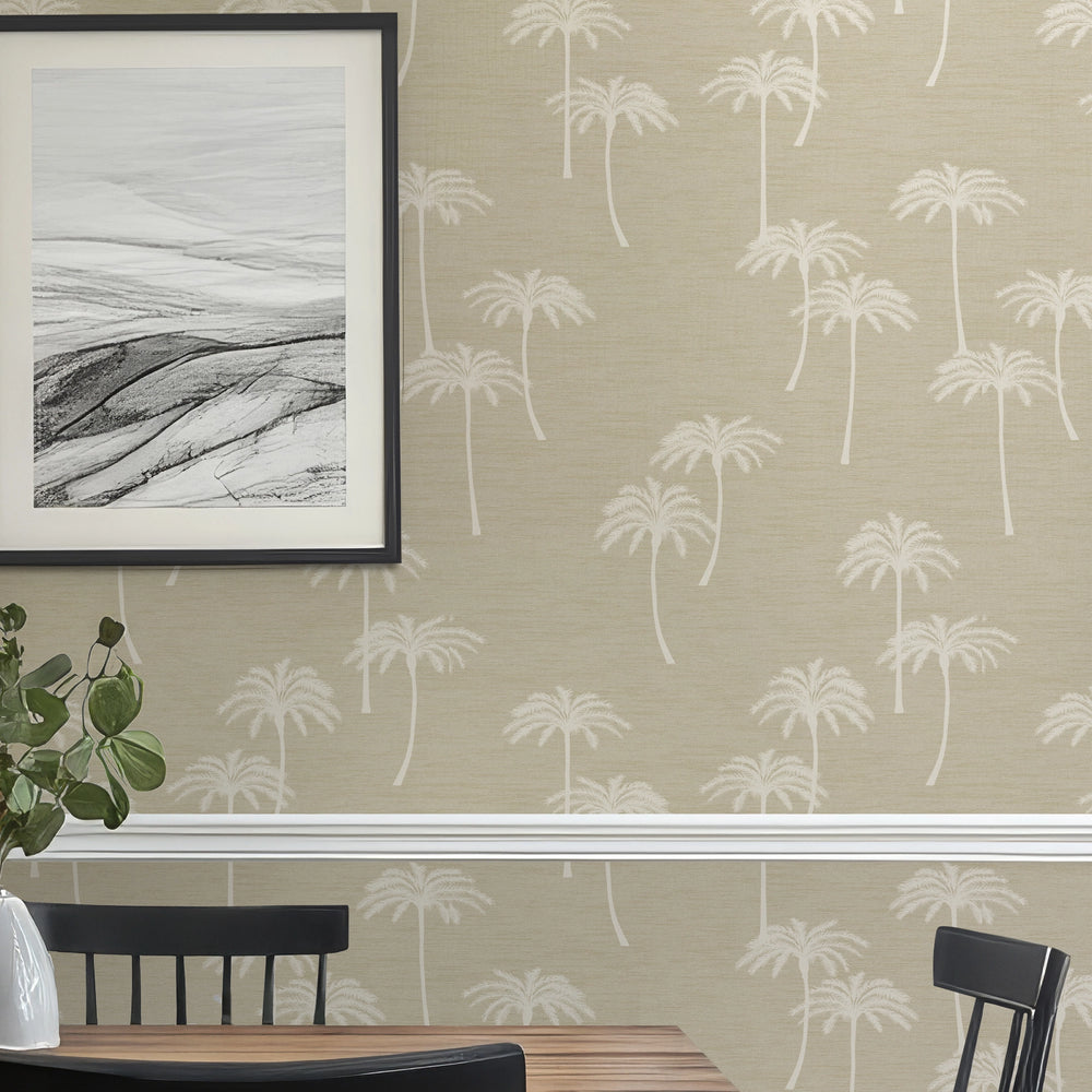 Delicate Palm Wallpaper in Taupe