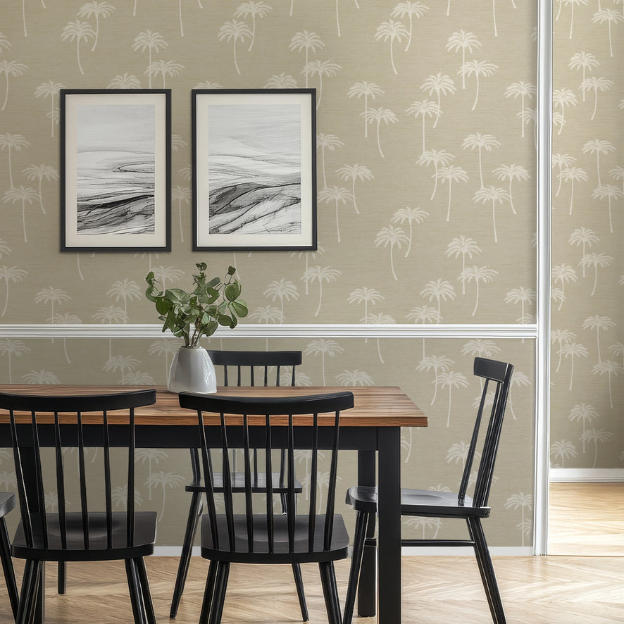 Delicate Palm Wallpaper in Taupe
