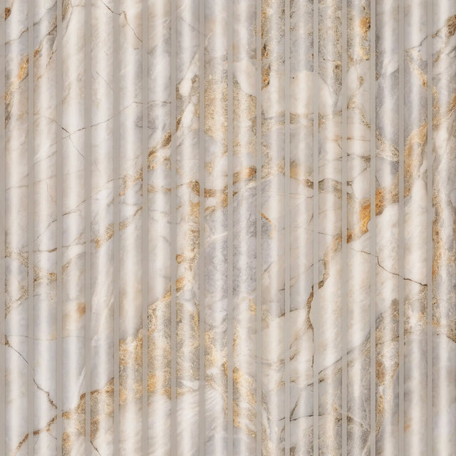 Fluted Marble Panel Wallpaper in Natural