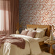 Coral Leaf Wallpaper in Cream on Terracotta