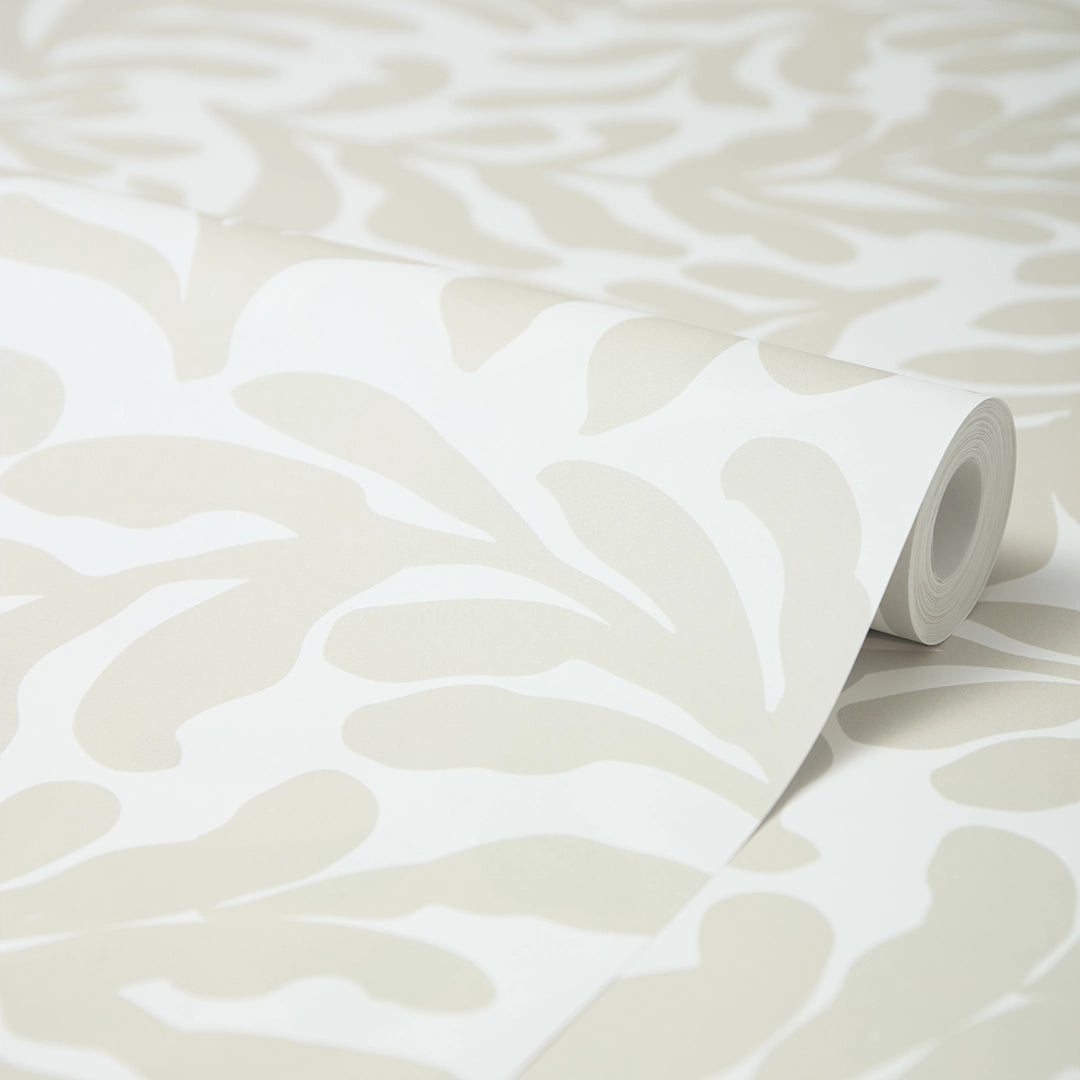 Coral Leaf Wallpaper in Almond Latte