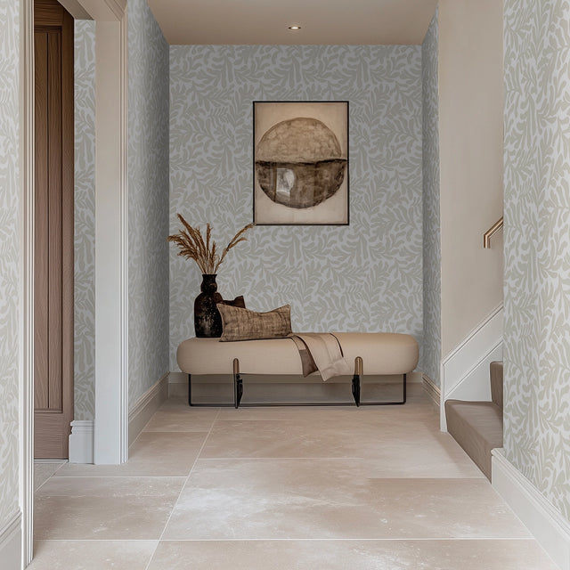 Coral Leaf Wallpaper in Almond Latte