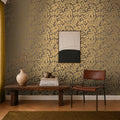 Coral Leaf Wallpaper in Almond with Gold Foil