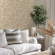 Coral Leaf Wallpaper in Caramel Latte