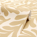 Coral Leaf Wallpaper in Caramel Latte