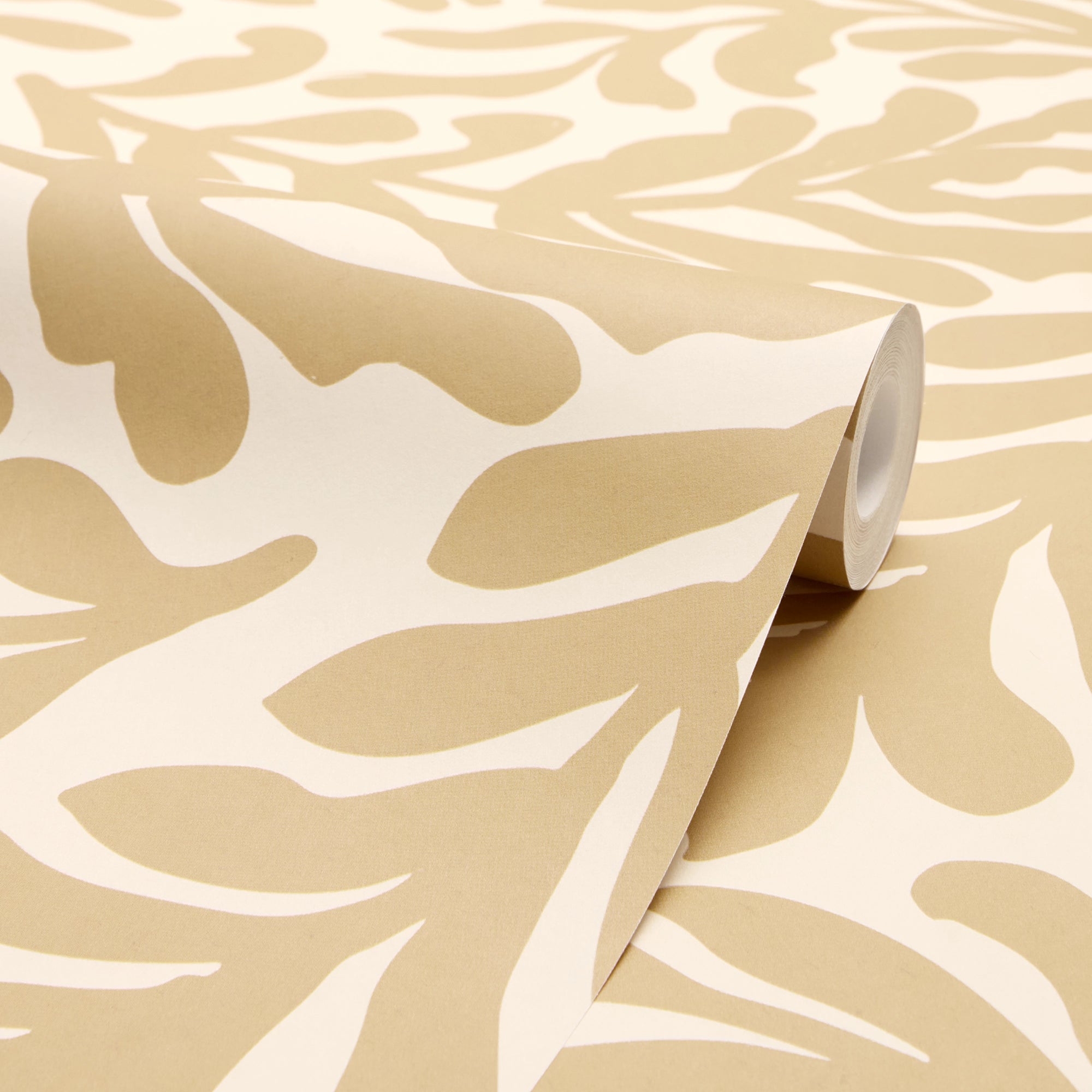 Coral Leaf Wallpaper in Caramel Latte