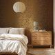 Coral Leaf Wallpaper in Chocolate with Gold Foil