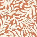 Coral Leaf Wallpaper in Cream on Terracotta