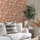 Coral Leaf Wallpaper in Terracotta on Cream