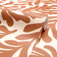 Coral Leaf Wallpaper in Terracotta on Cream