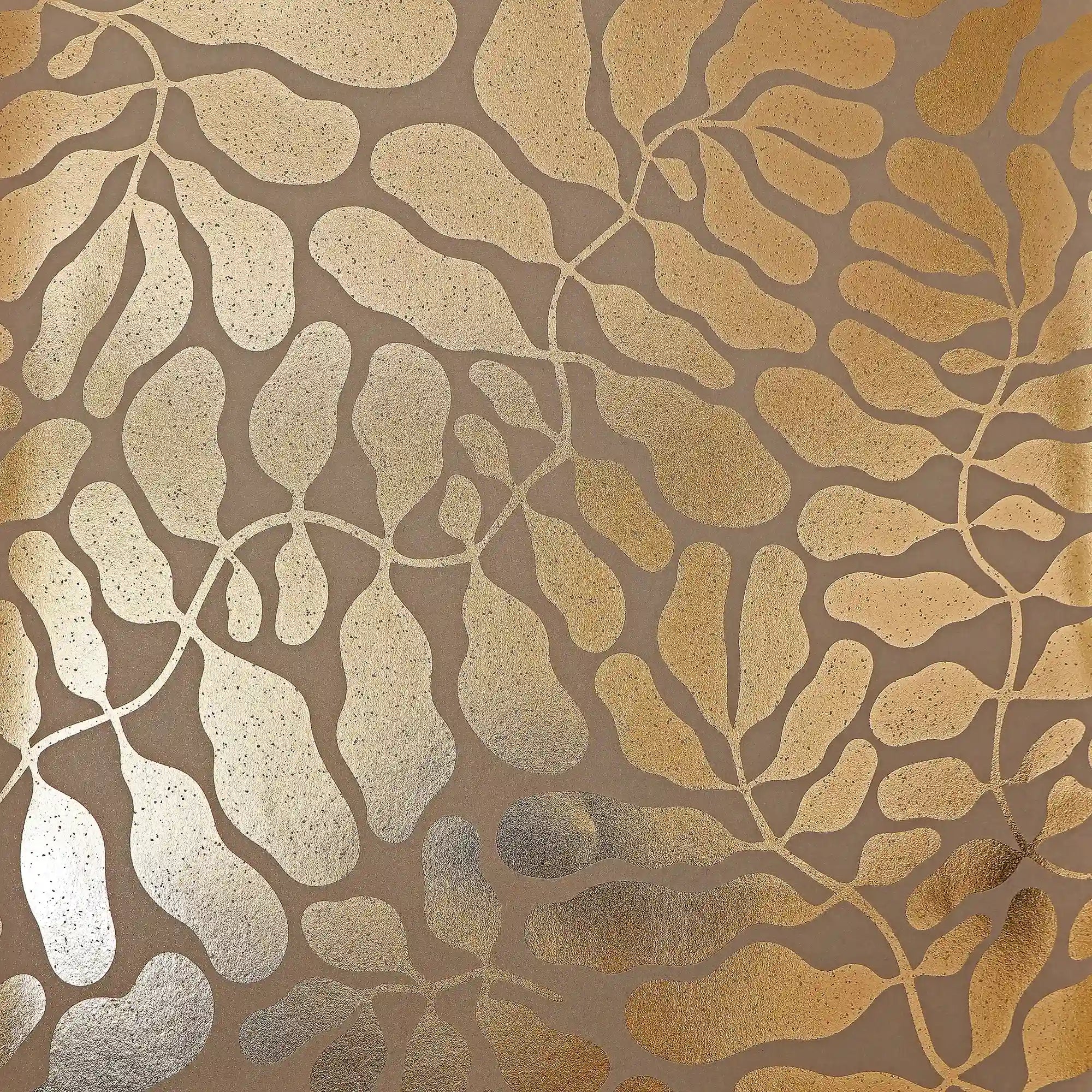 Coral Reef Wallpaper in Almond with Gold Foil