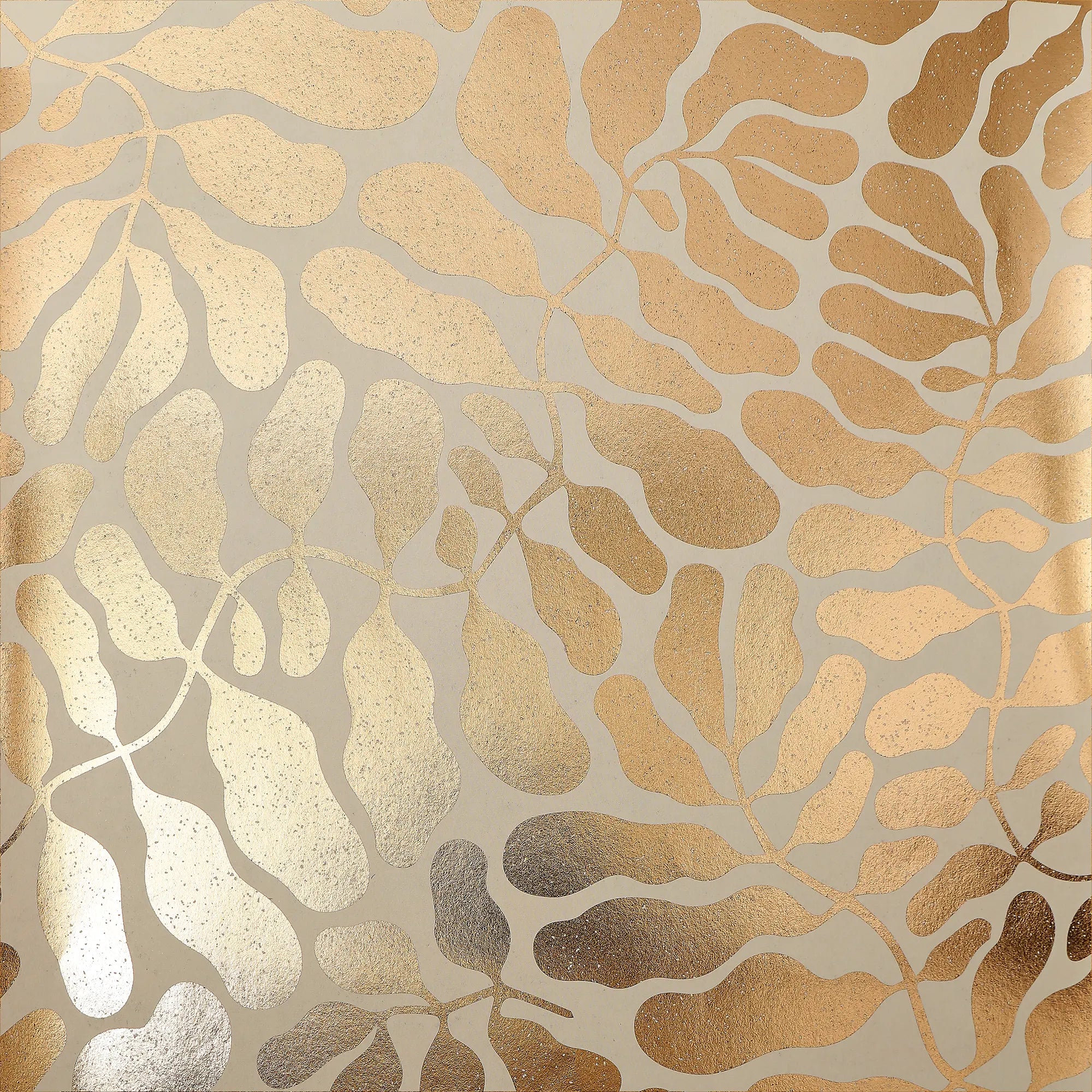 Coral Reef Wallpaper in Beige with Gold Foil