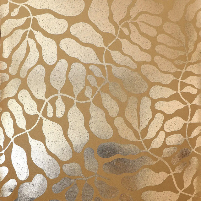 Coral Reef Wallpaper in Caramel Latte with Gold Foil