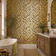Coral Reef Wallpaper in Chocolate with Gold Foil