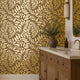 Coral Reef Wallpaper in Chocolate with Gold Foil