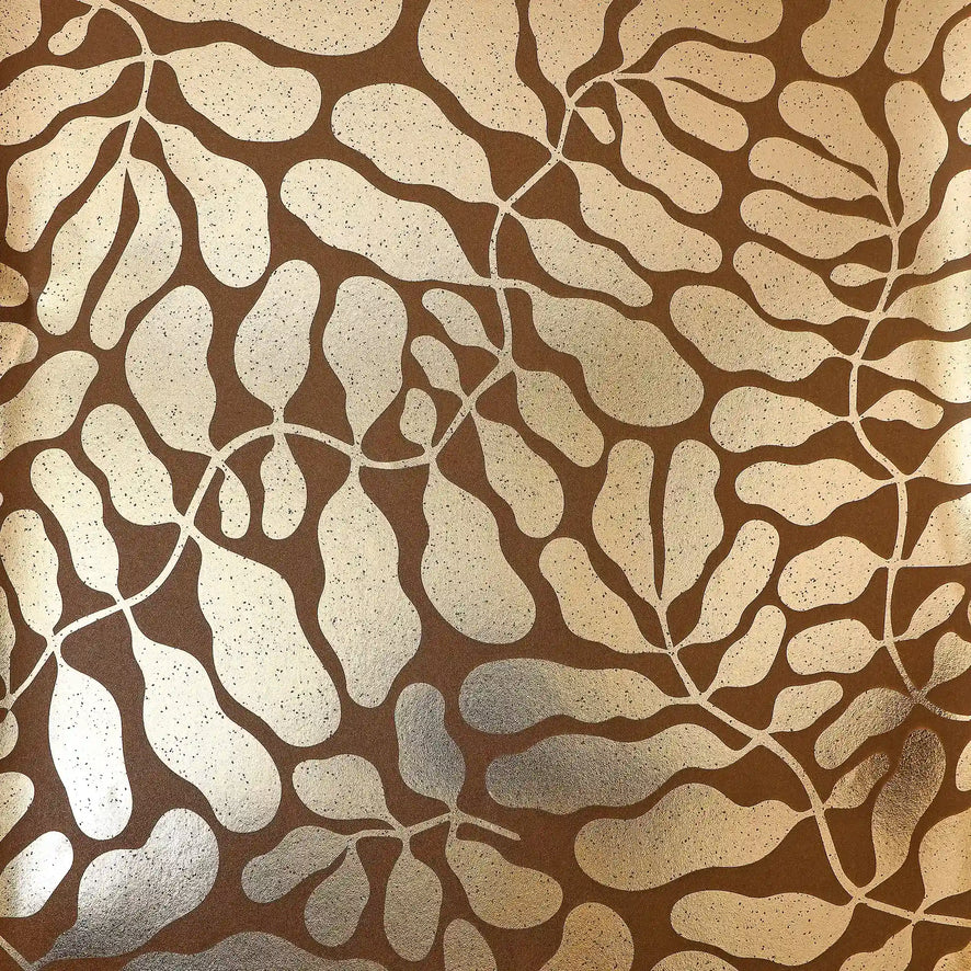 Coral Reef Wallpaper in Chocolate with Gold Foil
