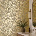 Coral Reef Wallpaper in Grey with Gold Foil