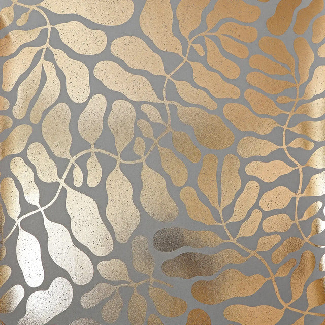 Coral Reef Wallpaper in Grey with Gold Foil