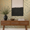 Coral Reef Wallpaper in Sage Green with Gold Foil