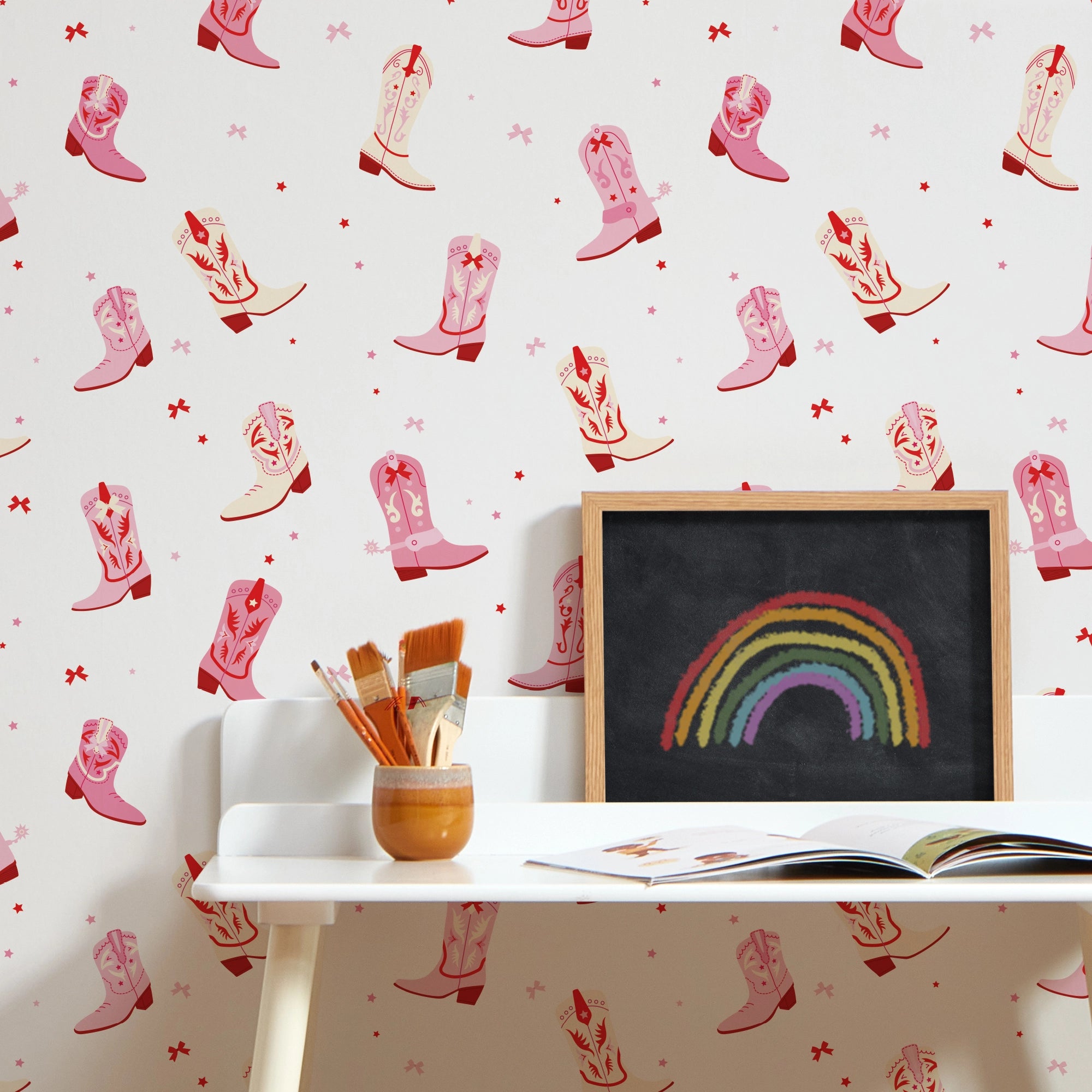 Cowboy Boot Wallpaper in Pink