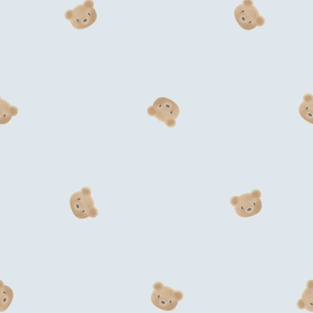 Cozy Bear Wallpaper in Soft Blue