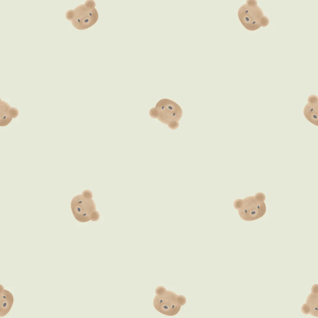 Cozy Bear Wallpaper in Soft Sage