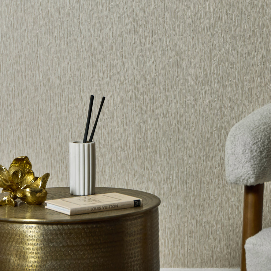 Crushed Silk Wallpaper in Cream