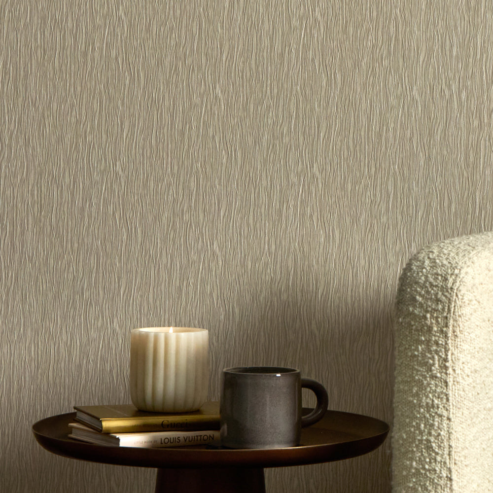 Crushed Silk Wallpaper in Latte