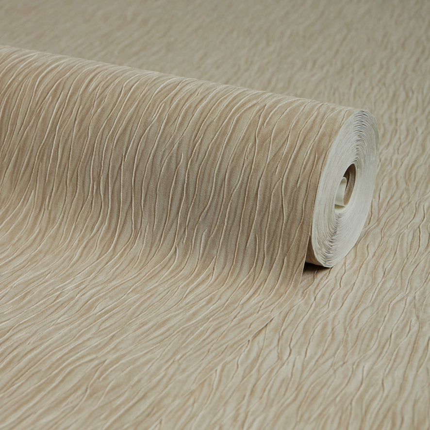 Crushed Silk Wallpaper in Latte