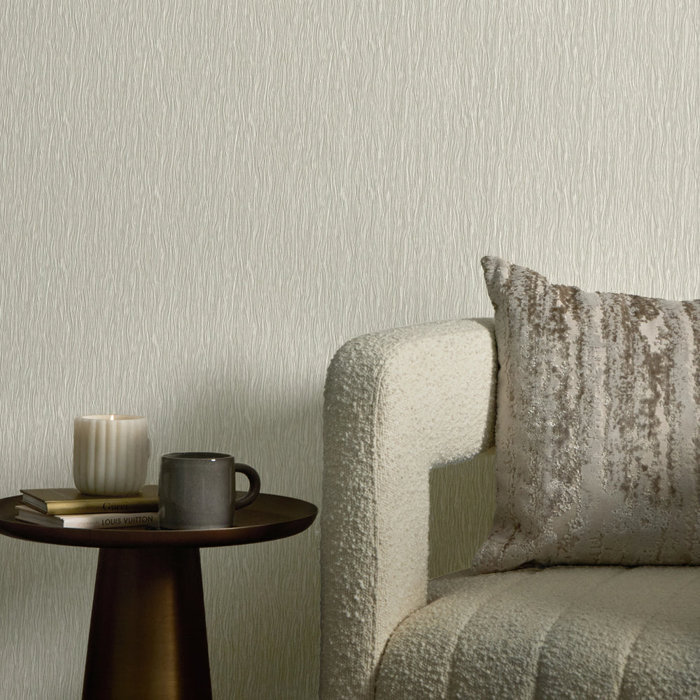 Crushed Silk Wallpaper in Off White