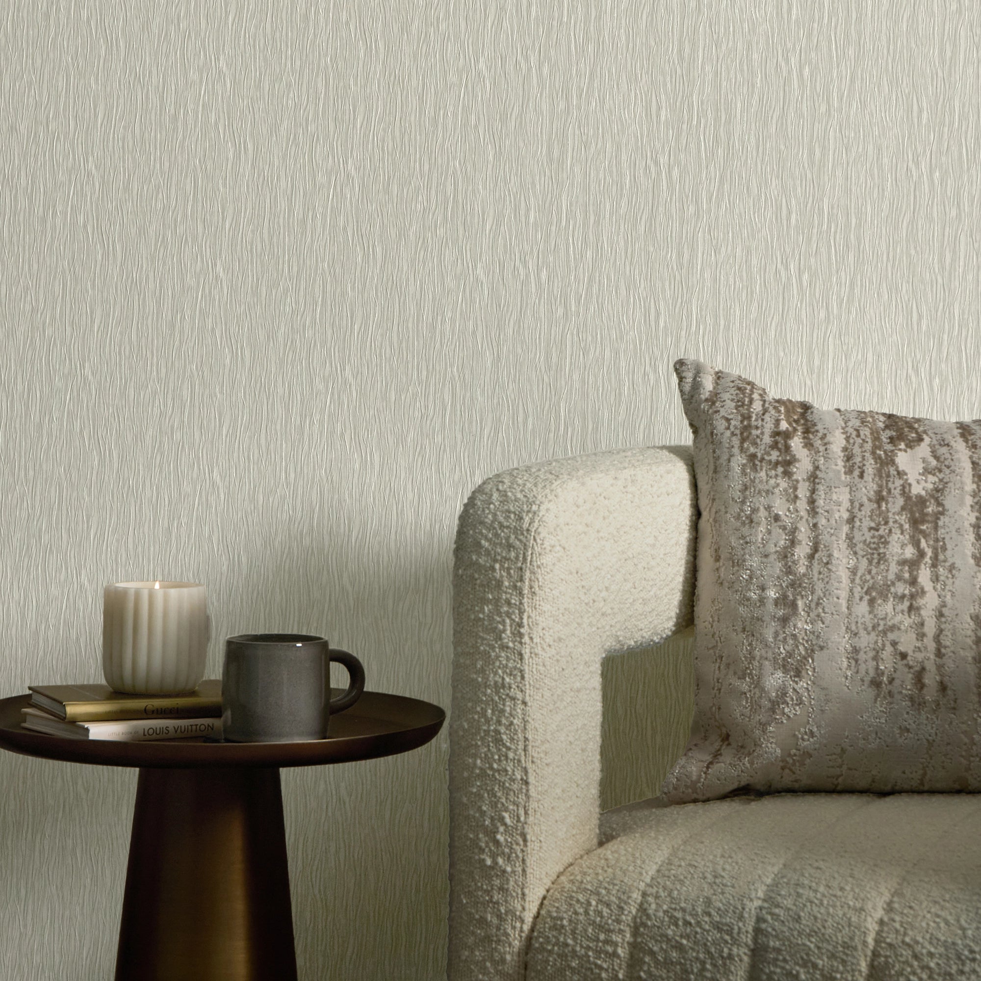 Crushed Silk Wallpaper in Off White