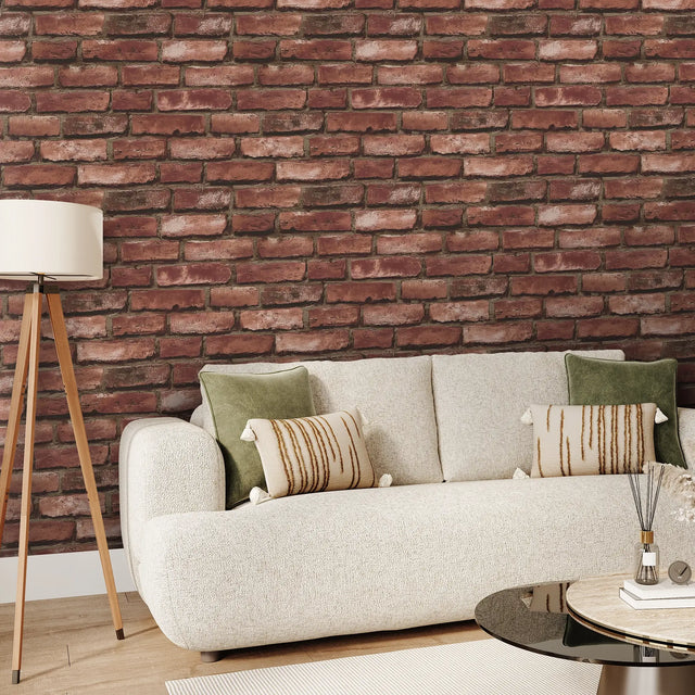 Deansgate Brick Wallpaper in Red