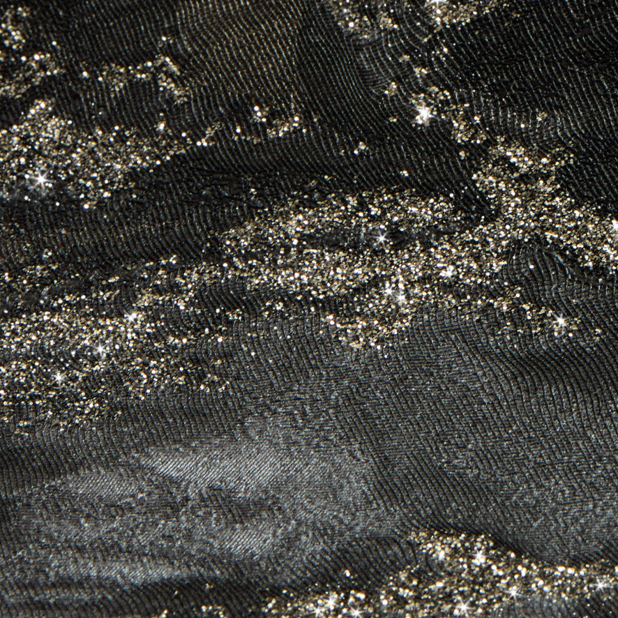 Decadence Wallpaper in Charcoal and Black with Gold Glitter