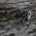 Decadence Wallpaper in Charcoal and Black with Gold Glitter