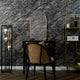 Decadence Wallpaper in Charcoal and Black with Gold Glitter