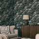 Decadence Wallpaper in Charcoal and Black with Gold Glitter