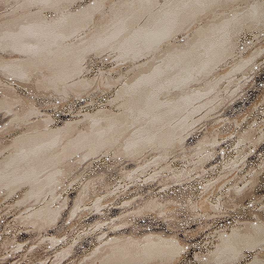 Decadence Wallpaper in Latte with Gold Glitter
