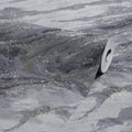 Decadence Wallpaper in Light Grey and Blue Grey with Silver Glitter