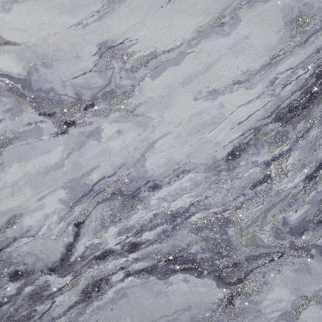 Decadence Wallpaper in Light Grey and Blue Grey with Silver Glitter