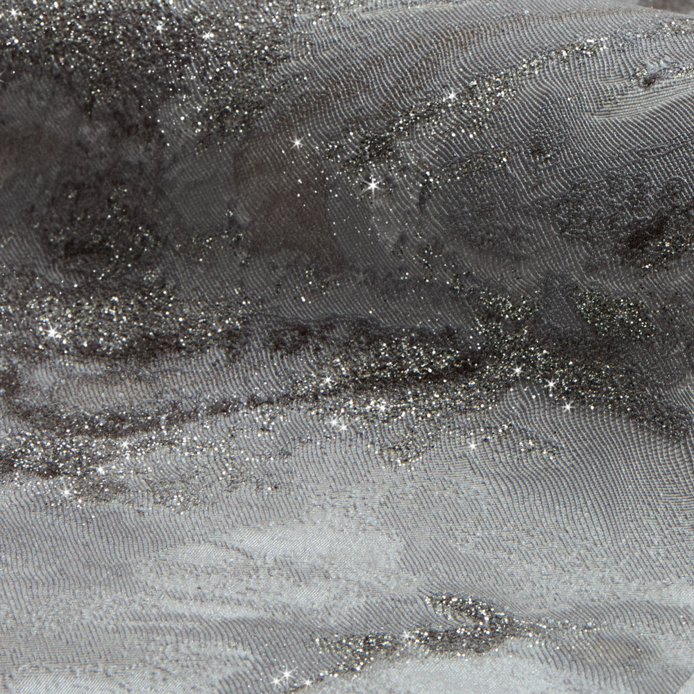 Decadence Wallpaper in Light Grey and Grey with Silver Glitter