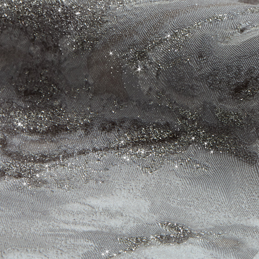 Decadence Wallpaper in Light Grey and Grey with Silver Glitter