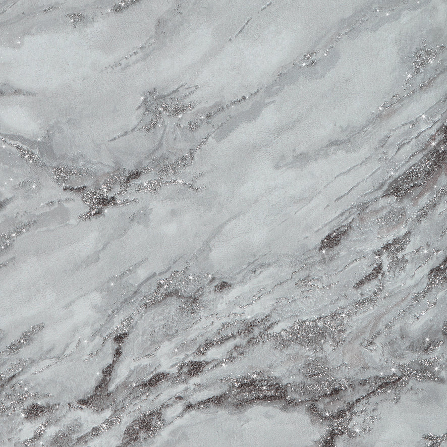 Decadence Wallpaper in Light Grey and Grey with Silver Glitter