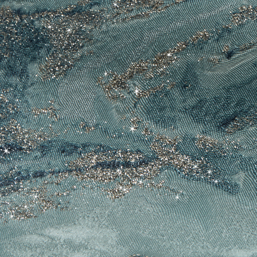 Decadence Wallpaper in Teal and Blue with Gold Glitter